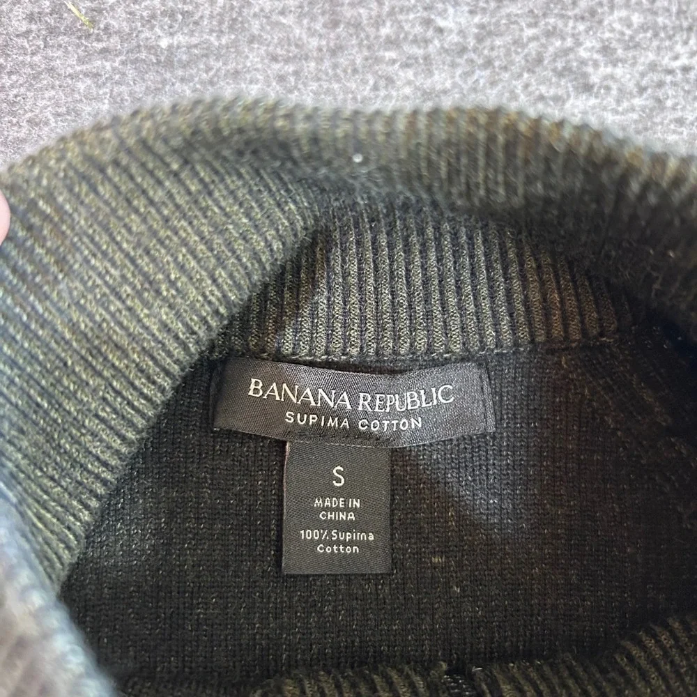 Banana Republic Mens Small Olive Green 100% Supima Cotton Quarter Zip Sweater